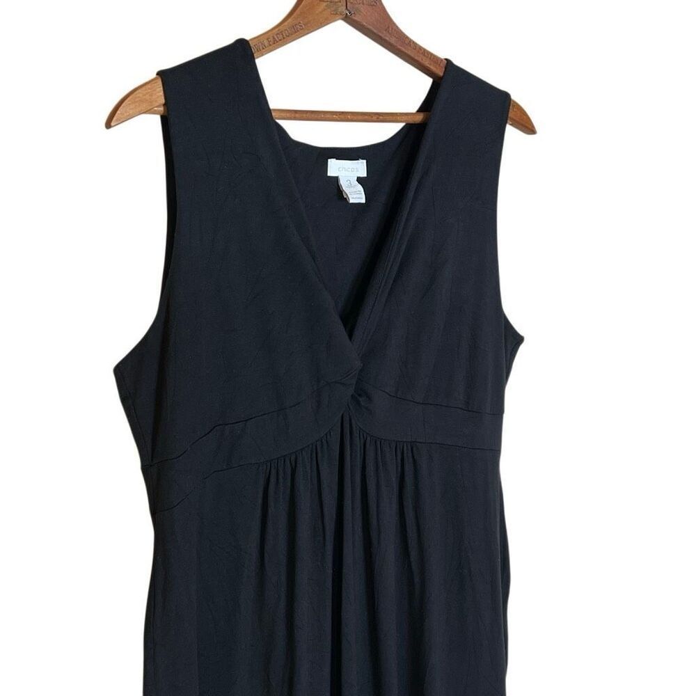 Chico's Black Sleeveless V-Neck Knot-front Maxi Dress - Picture 3 of 8